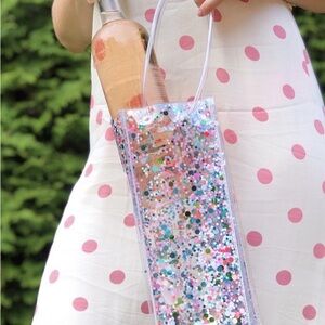 Packed Party Clear Glitter Wine Tote with Multicolor Confetti